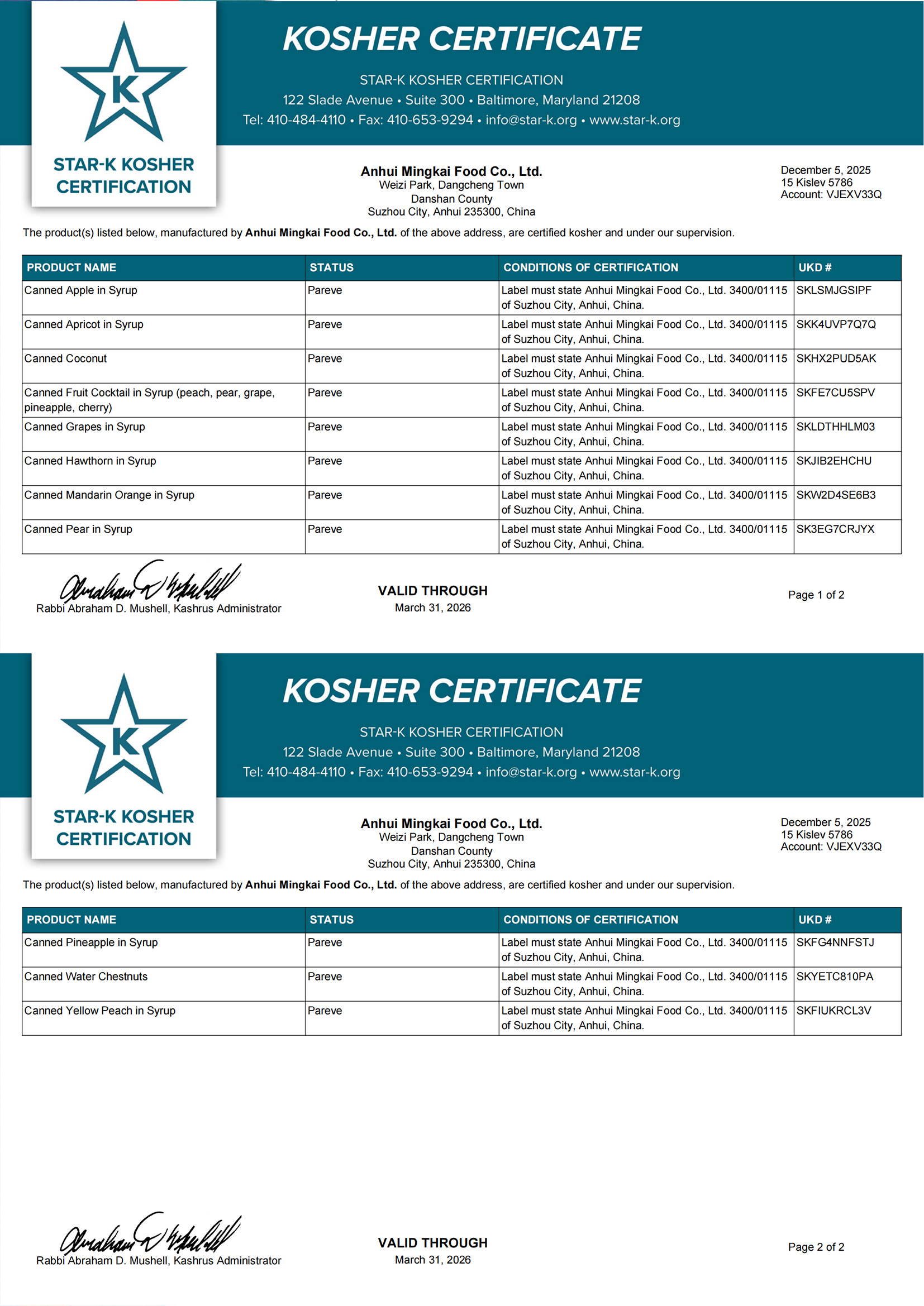 出口猶太KOSHER認證